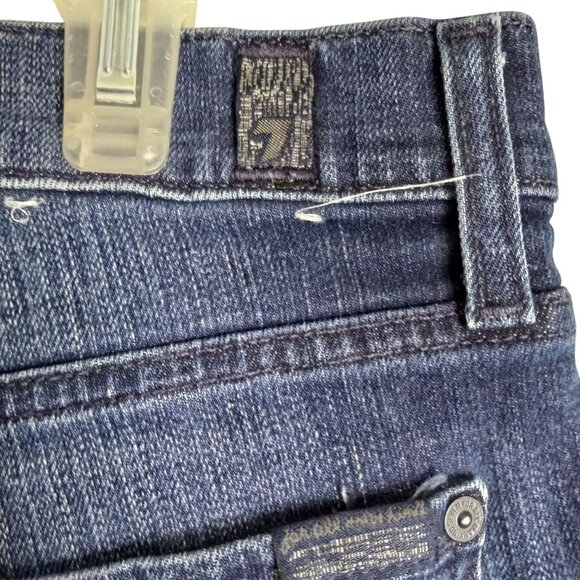 7 For All Mankind Size 31 Shorts Mens Denim Blue Jeans Cut Off Dark Wash - Picture 4 of 7